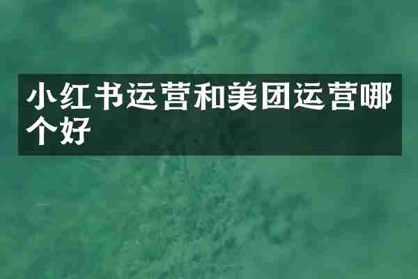 小红书运营和美团运营哪个好