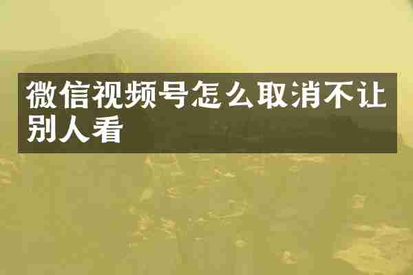 微信视频号怎么取消不让别人看