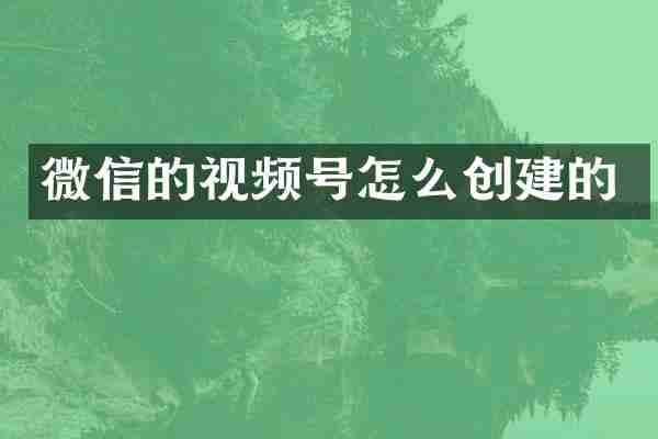 微信的视频号怎么创建的