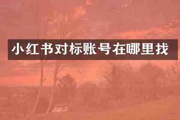 小红书对标账号在哪里找