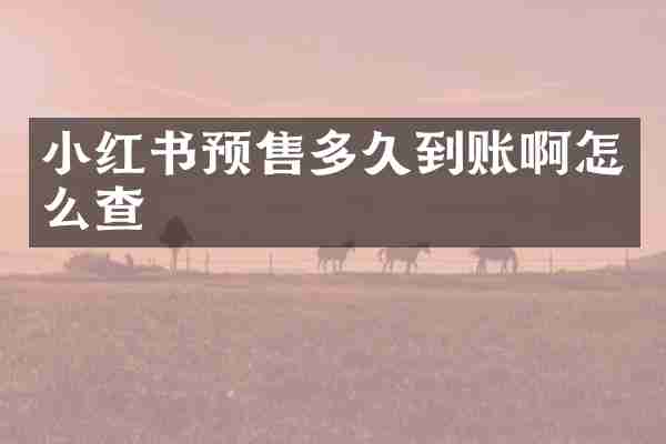 小红书预售多久到账啊怎么查