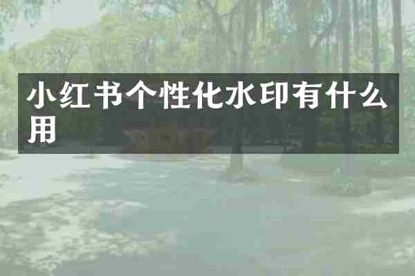 小红书个性化水印有什么用