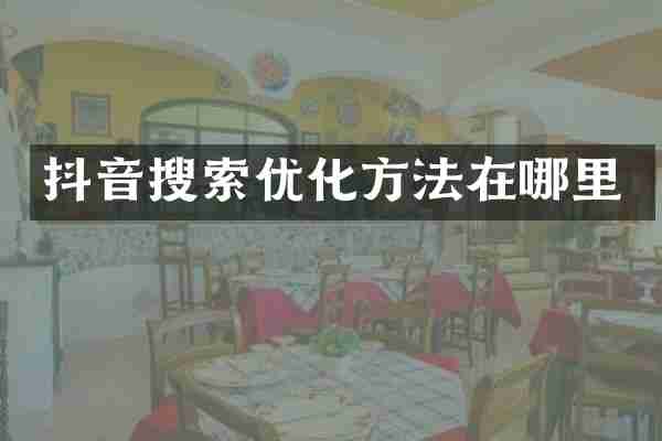 抖音搜索优化方法在哪里