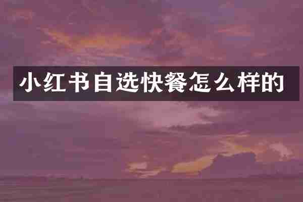 小红书自选快餐怎么样的