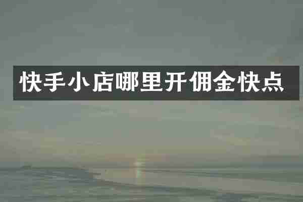 快手小店哪里开佣金快点