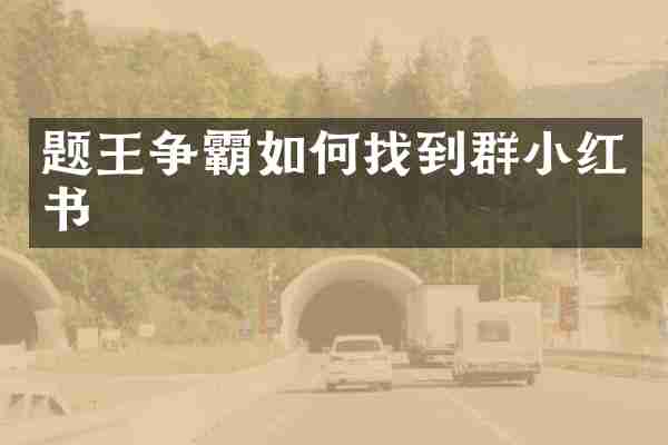 题王争霸如何找到群小红书