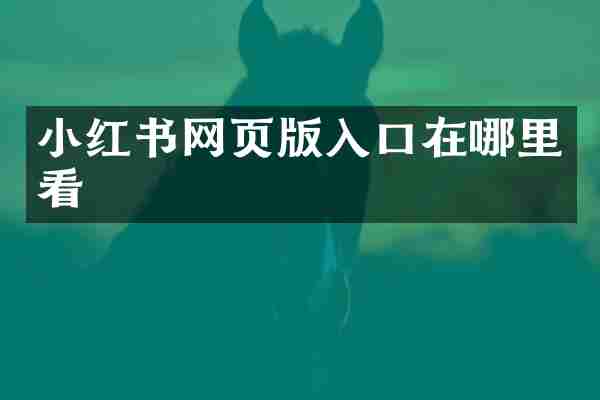 小红书网页版入口在哪里看