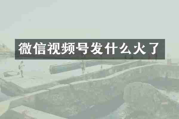 微信视频号发什么火了