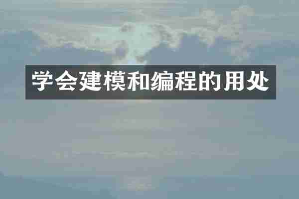 学会建模和编程的用处