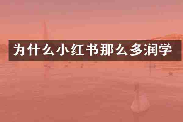 为什么小红书那么多润学