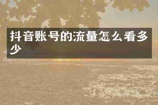 抖音账号的流量怎么看多少