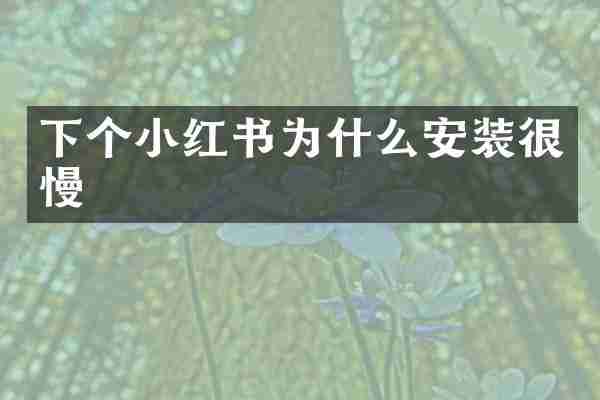 下个小红书为什么安装很慢