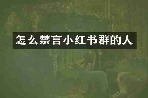 怎么禁言小红书群的人