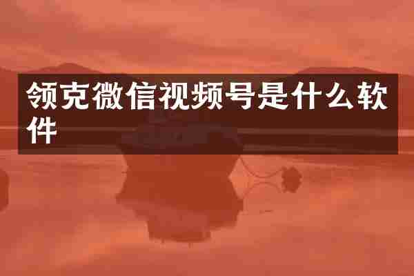 领克微信视频号是什么软件