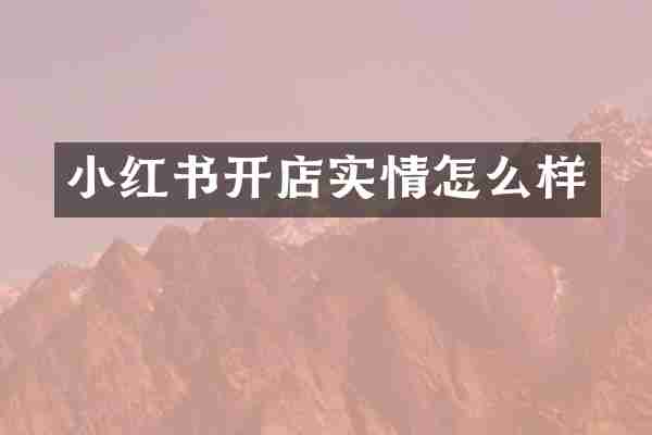 小红书开店实情怎么样