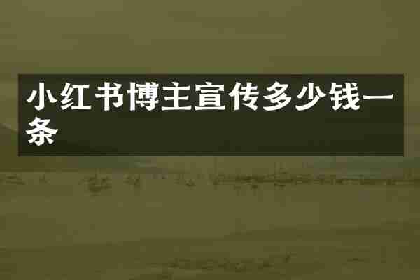 小红书博主宣传多少钱一条