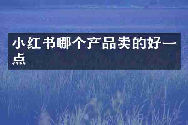 小红书哪个产品卖的好一点