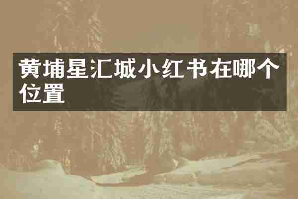 黄埔星汇城小红书在哪个位置