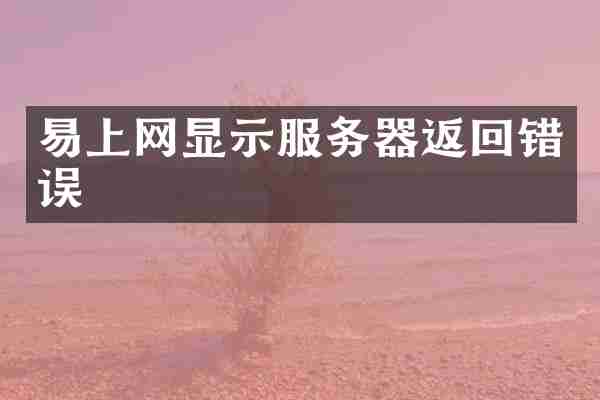 易上网显示服务器返回错误
