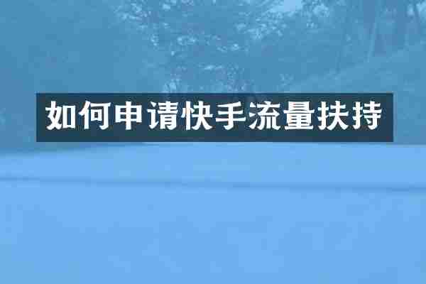 如何申请快手流量扶持