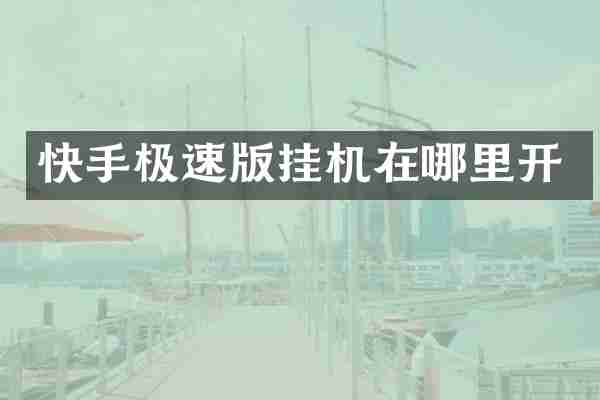 快手极速版挂机在哪里开