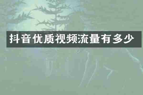 抖音优质视频流量有多少