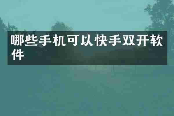 哪些手机可以快手双开软件