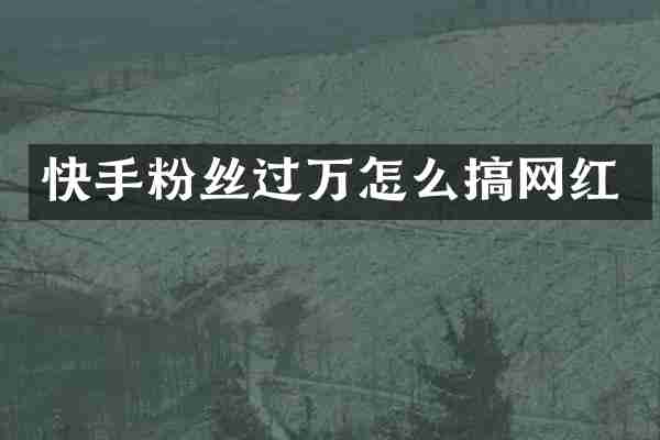 快手粉丝过万怎么搞网红