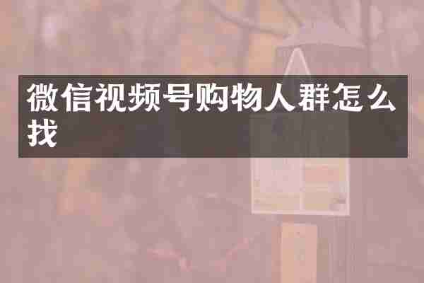 微信视频号购物人群怎么找