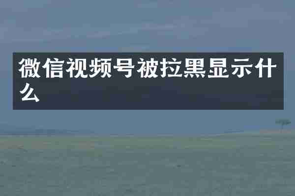 微信视频号被拉黑显示什么