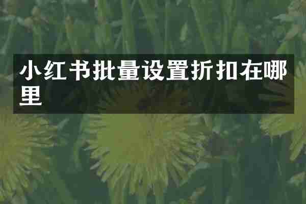 小红书批量设置折扣在哪里