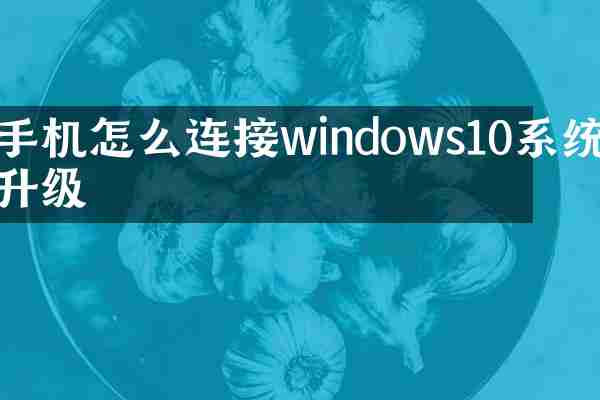 手机怎么连接windows10系统升级