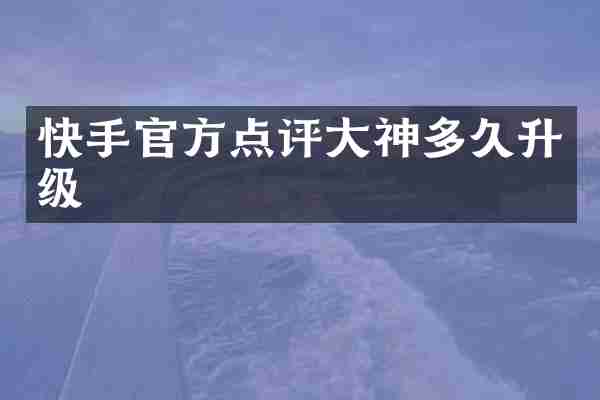 快手官方点评大神多久升级
