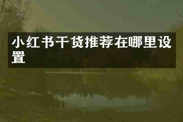 小红书干货推荐在哪里设置