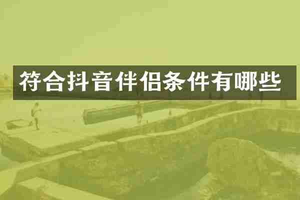 符合抖音伴侣条件有哪些