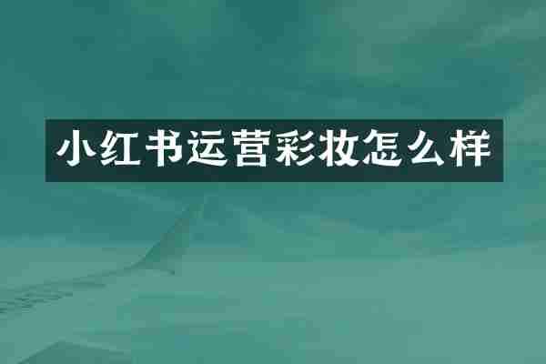 小红书运营彩妆怎么样