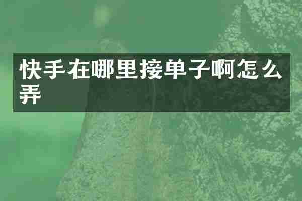 快手在哪里接单子啊怎么弄
