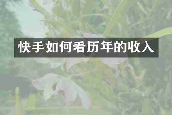 快手如何看历年的收入