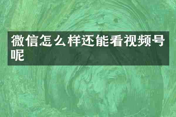 微信怎么样还能看视频号呢