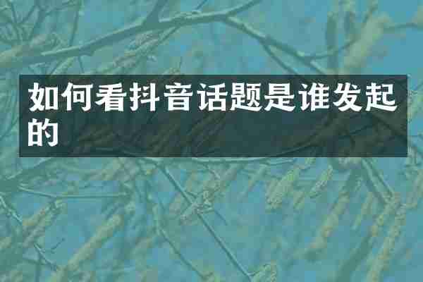 如何看抖音话题是谁发起的