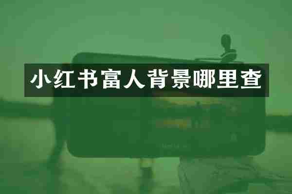 小红书富人背景哪里查