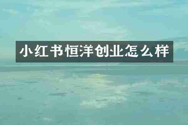小红书恒洋创业怎么样