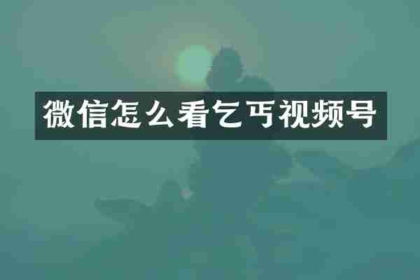 微信怎么看乞丐视频号