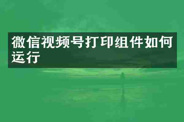 微信视频号打印组件如何运行