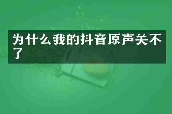 为什么我的抖音原声关不了