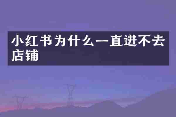 小红书为什么一直进不去店铺