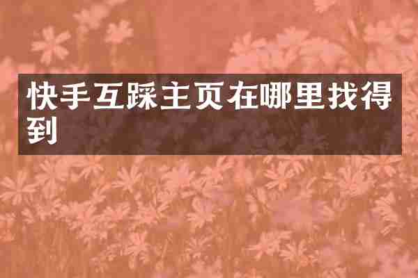 快手互踩主页在哪里找得到