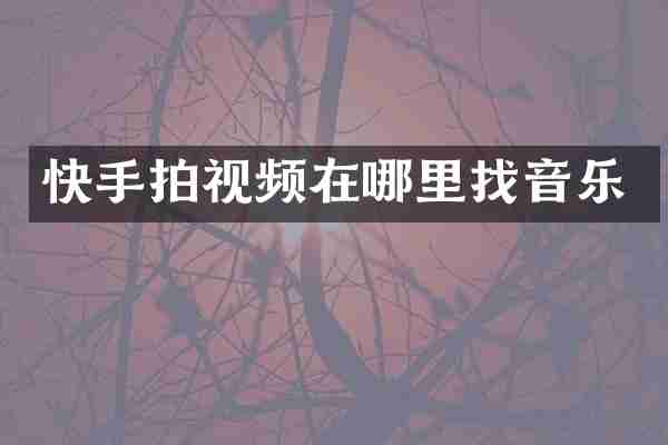 快手拍视频在哪里找音乐
