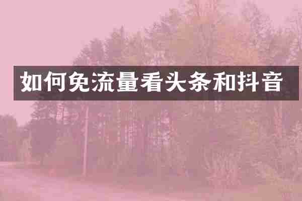 如何免流量看头条和抖音