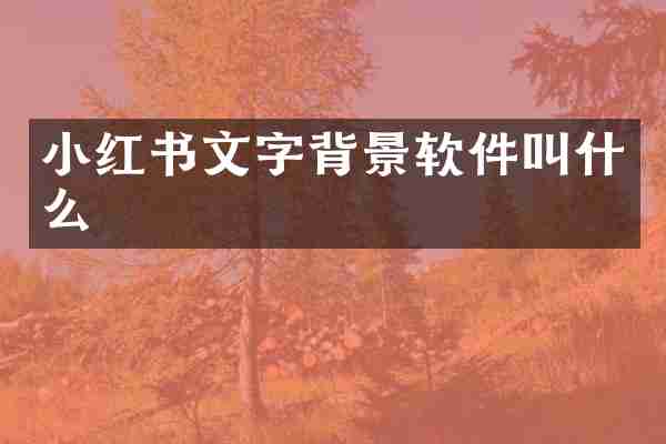 小红书文字背景软件叫什么